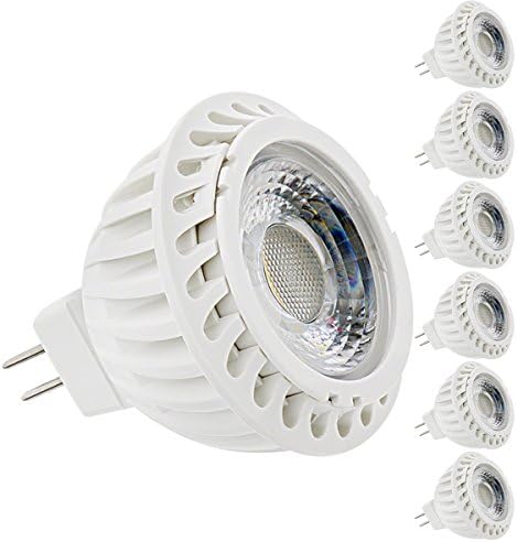 JCase MR16 LED Light BUlbs, 5W, 50W Halogen Equivalent, 360lm, Natural Daylight White 4000K, 60 degree Beam Angle, 12V, Recessed Lighting, Track Lighting, 6 Pack