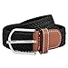 Ayliss Men's Elastic Fabric Woven Stretch Belt Leather Inlay,Black