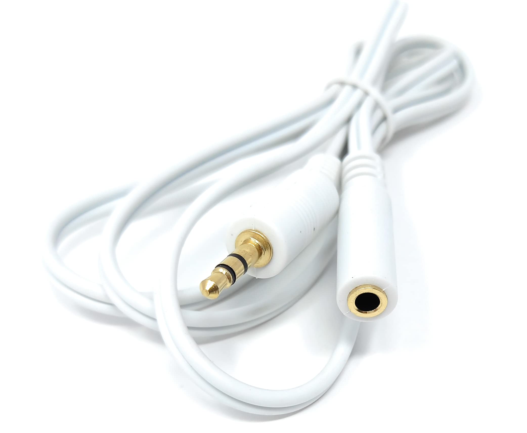 DRUT 1m 3.5mm to 3.5mm Stereo Audio Extension Cable Lead Male to Female Gold Connectors 3.3ft White