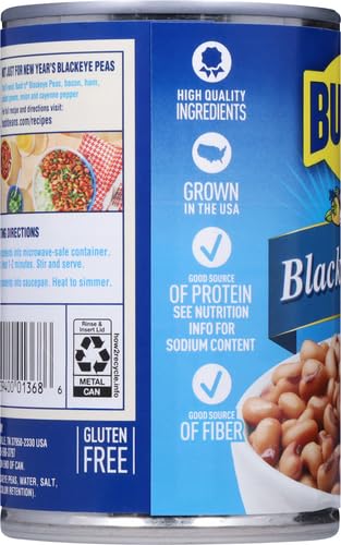 BUSH’S BEST CANNED BLACKEYE PEAS, SOURCE OF PLANT BASED PROTEIN AND FIBER, LOW FAT, GLUTEN FREE, 15.8 OZ