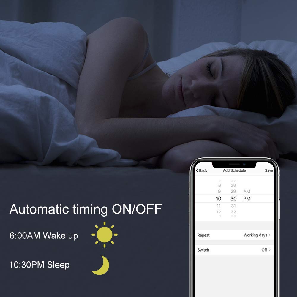 Smart Bulb WiFi Light, Dimmable Multicolored Light Bulbs（10W）, Smartphone Controlled Daylight & Night Light, No Hub Required,Free APP Remote Control, Works with Alexa(1 Pack)