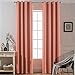 Yakamok Thermal Curtains Blackout Curtain Panels, Room Darkening Solid Grommet Top Window Drapes for Dedroom, 2 Tie Backs Included,（52x84 inch, Coral Orange, 2 Panels