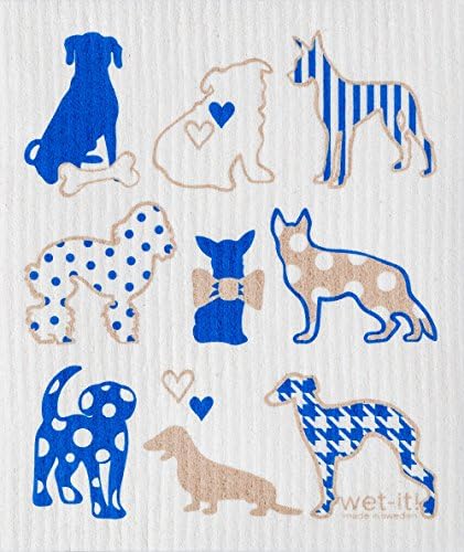 Swedish Treasures Wet-it! Cleaning Cloth, Dog Lover in Blue, Super Absorbent, Reusable, Biodegradable, All-purpose