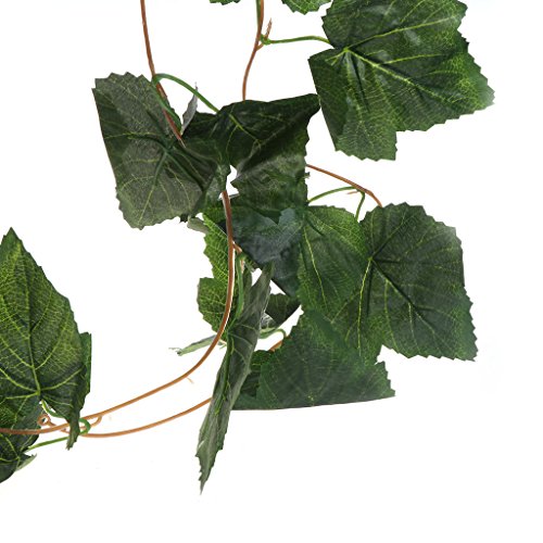 Onpiece Reptile Plants - Artificial Grape Vine Green Leaves Reptile House Decoration Plants - 2.4m for Reptile and Amphibians