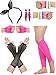 SATINIOR Women 80s Accessories, Headband, Neon Earrings, Fishnet Gloves, and Leg Glove for Halloween Cosplay (Set B)