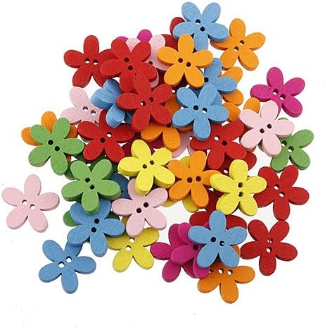 Flower Buttons - Flower Button - 2015 New 100pcs Colorful Flower Flatback DIY Wooden Buttons Sewing Craft Scrapbooking New 1OHI Christmas Gift 6LNR - Flatback Buttons Crafts