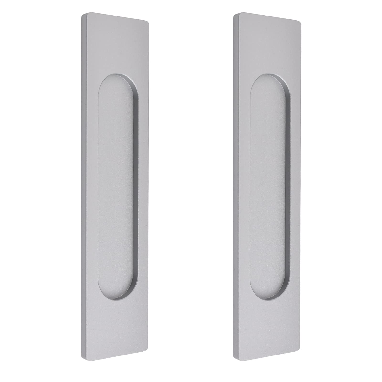 MOROBOR Self-Stick Oval Sliding Door Pulls, 2pcs Matte Gray Aluminum Alloy Flush Pull Punch-Free Handle for Sliding Barn Door Windows Cabinets — image 1