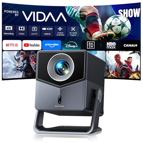 Projector 4K【Integrated Netflix/Live TV/Dolby Audio】VIDAA, the fastest OS, 1400 ANSI, FHD 1080P, Auto Focus and Keystone, Voice Control, BT 5.4, Homekit, 200° Rotation, Outdoor Projector