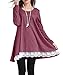 Sanifer Women Lace Long Sleeve Tunic Top Blouse (X-Large, Red)