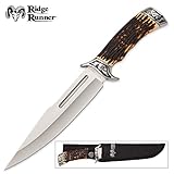Ridge Runner Pronghorn Prairie Bowie Knife and Sheath - Faux Stag Antler Handle - Deer Hunting Knife