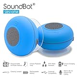 SoundBot® SB510FM FM RADIO Water Resistant Bluetooth Wireless 5W Shower Speaker HandsFree Portable Speakerphone w/ Auto-Scan Tuner, 6Hrs Music Streaming, Built-in Mic, Detachable Suction Cup, Lanyard