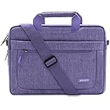 Mosiso Polyester Messenger Laptop Shoulder Bag for 11.6-13.3 Inch MacBook Air, MacBook Pro, Notebook Computer, Protective Briefcase Carrying Case with Adjustable Depth at Bottom, Purple