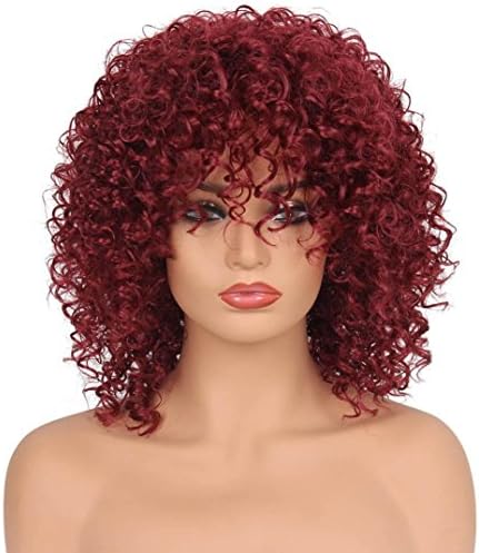 Certainer Hair Wigs, Curly Kinky Hair Wig Synthetic Natural Hairpiece For Women Heat Resistant Fiber Hair (Red)