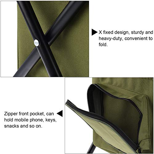 RUNACC Multi-Purpose Cooler Chair Durable Oxford Cloth Folding Chair Outdoor Foldable Chair with Cooler Bag for Hiking, Fishing, Camping and Picnic, Army Green - Thumbnail 3