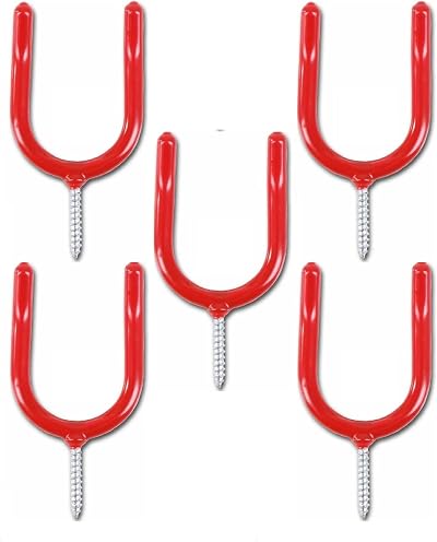 SISI UK Heavy Duty Garage Storage Tool Hook Pack 5 Red