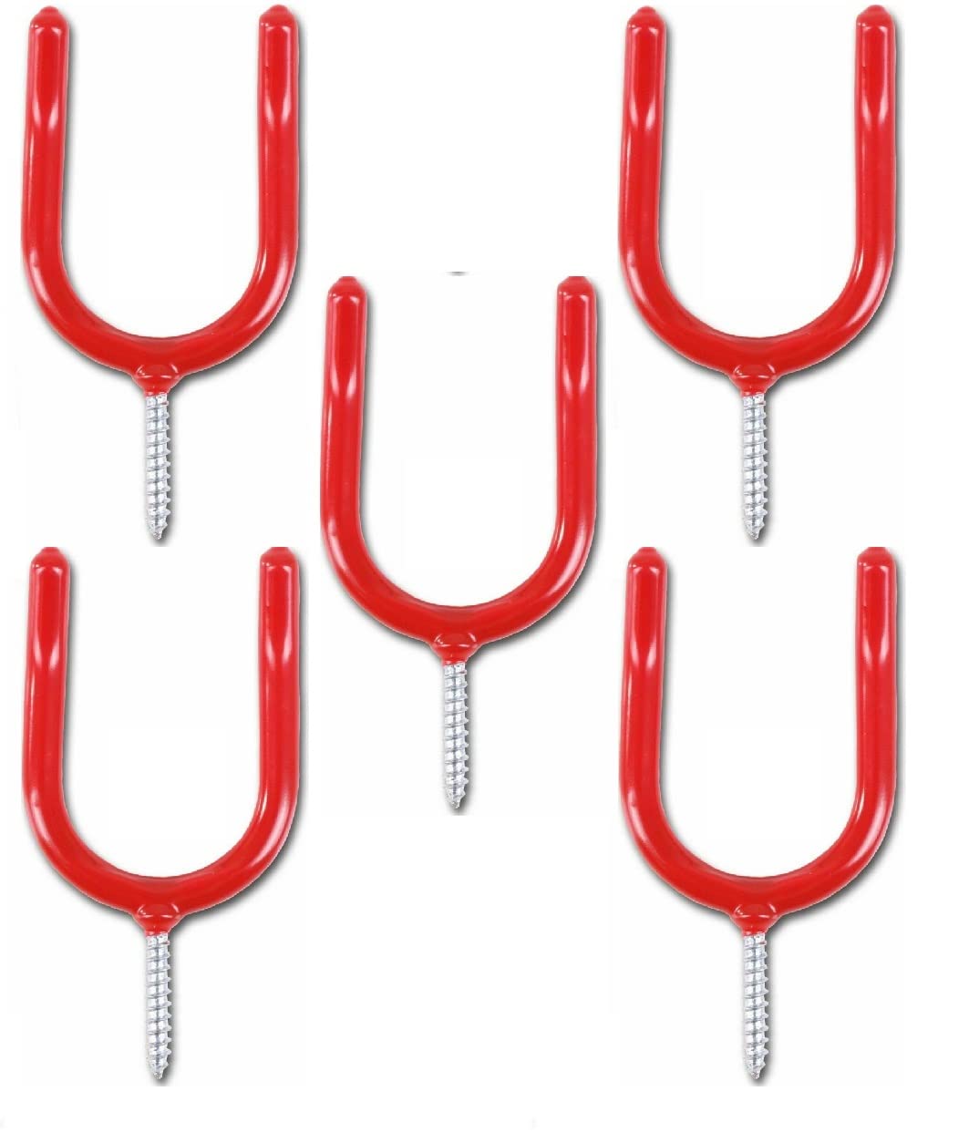 SISI UK® Heavy Duty Garage Storage Tool Hook Screw for Workshop/Garden/Shed/Garage Shovel Holder Red Colour (Pack 5)