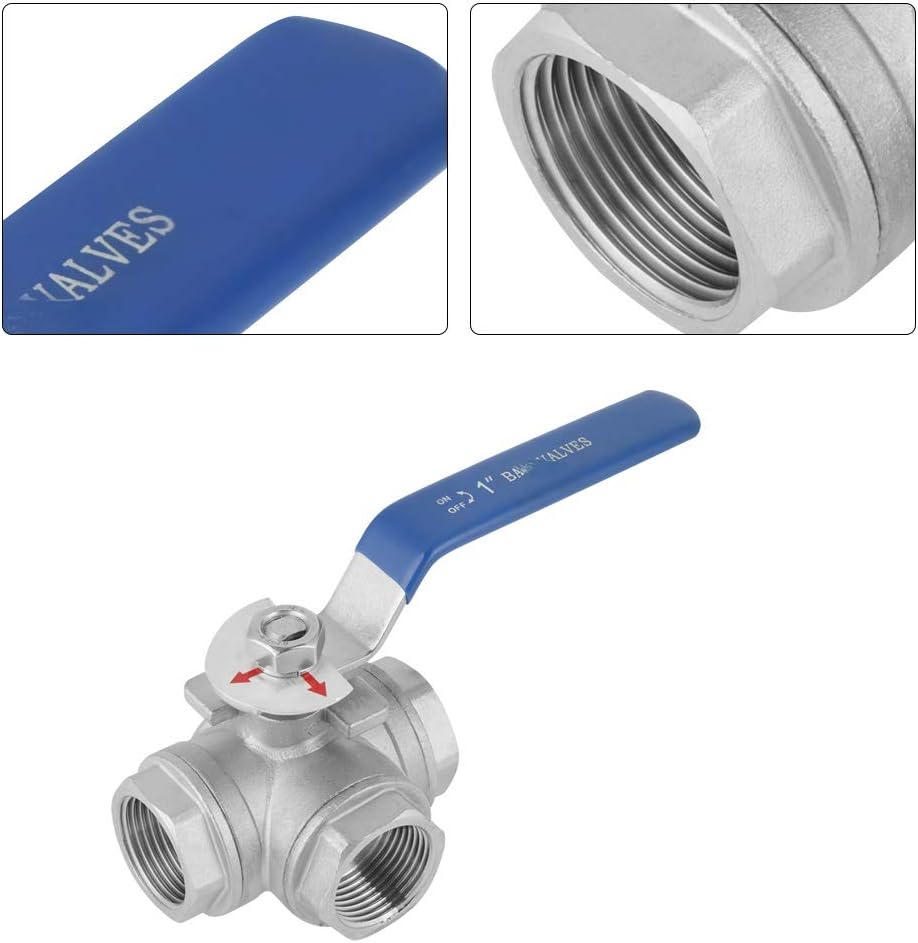 Stainless Steel T-Type Ball Valve, with Three-Way Valve, 1" Female Thread, DN25 Easy to Use Repair and Versatility (1pc) - Image 5