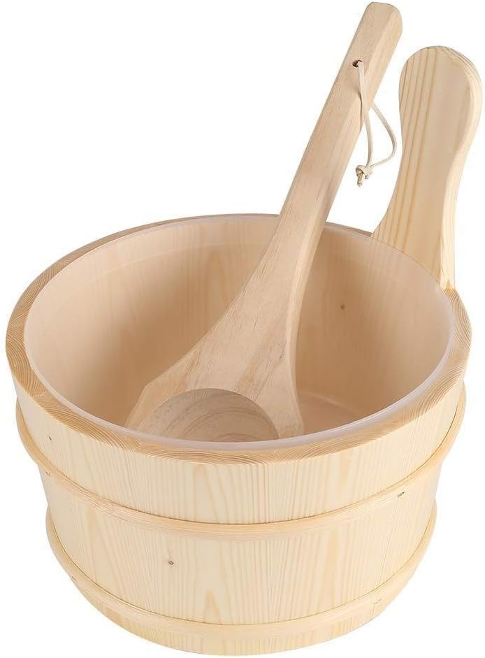 Yimeezuyu Wooden Bucket and Ladle Kit, Sauna Accessories