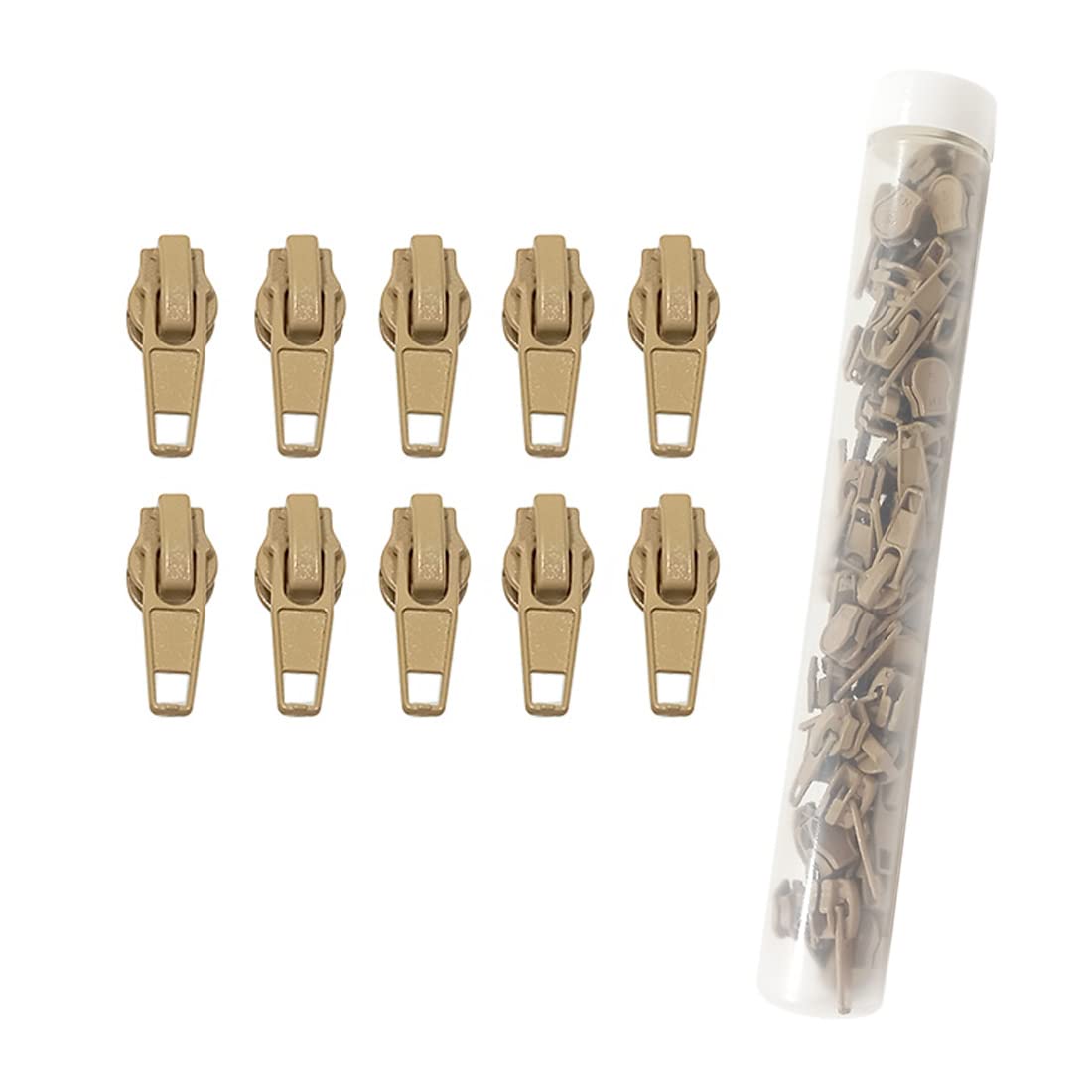132 Automatic Metal Zipper Sliders for Nylon Zipper, Zipper Slider #3, Zipper Puller to Repair or Mount a Zipper, Beige Sliders, (#3, 3465)
