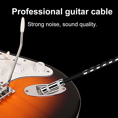 Yeung Qee Guitar instrument Cable 10ft,Right Angle 1/4 Inch TS to Straight 1/4 Inch TS Guitar Cable for electric guitar, bass guitar, electric mandolin, pro audio Black White - Thumbnail 5