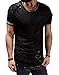 Uideazone Men's Slim Fit Fitness Short Sleeve Crew Neck T-shirt Tops with Ripped Holes