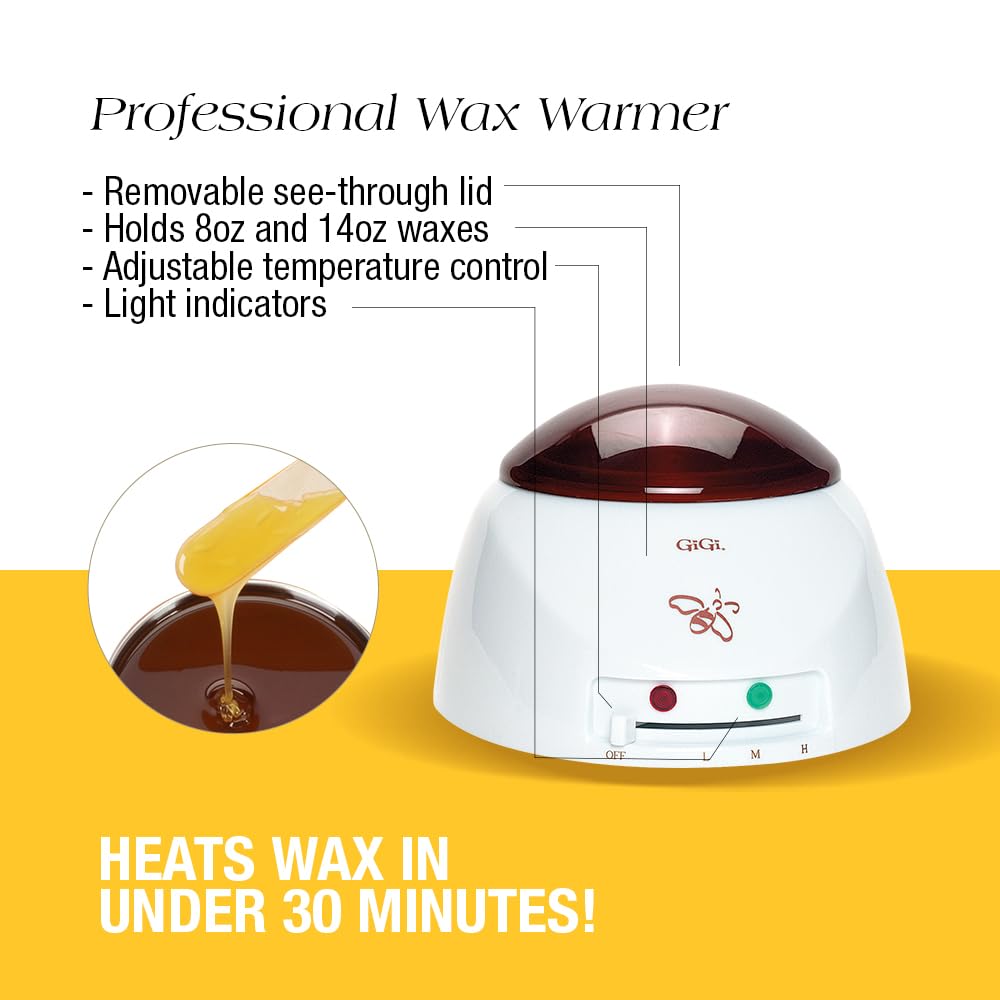 GiGi Student Starter Waxing Kit - All-Purpose Honee Hair Removal Wax Kit with Wax Warmer, Pre & Post Care, Muslin Strips, and Applicators - At-Home & Salon Use for Face, Body, Arms, and Legs