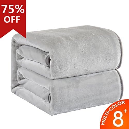 Fleece Thermal Blanket Soft Warm Cozy Plush Throw for Bed Sofa Couch by Risar (Twin 66x90, Gray)