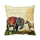 You are My Sunshine Square Throw Pillow Case Custom Indian Elephant Cushion Cover Cotton Polyester 16x16 Inches