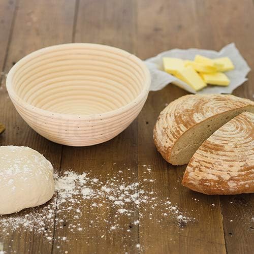 KitchenCraft Home Made Banneton Bread Basket/Proving Basket, Round, Rattan, 22 cm, Brown, Wood - Image 5