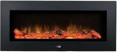 Dimplex SP16E Optiflame Electric Linear Wall Fire Black 2kW Heater Log Effect
