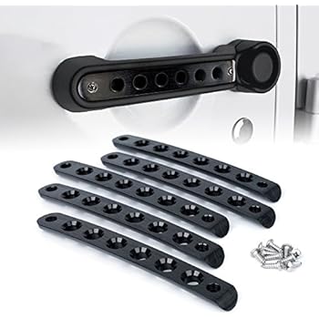 Xprite 5 Pcs/Sets Brushed Aluminum Door Grab Handle Inserts Cover Trim for 2007-2018 Jeep Wrangler JK & Unlimited 4 Door-Black