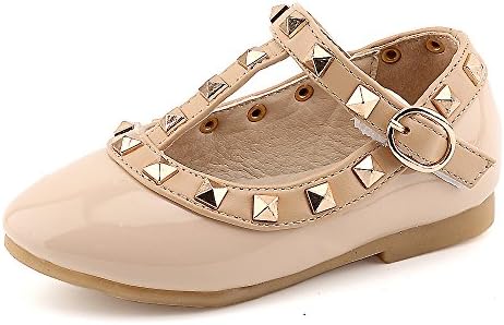 Toddler Little Kid Baby Girl Studded T-Strap Flat Shoes for Child