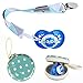 Dodo Babies Pacifier Clip Set - Four Clips Plus Binky Case - Universal Holder Fits Most Paci Brands, Teether Toys and Car Seats - Blue and White Prints for Girls or Boys - Pacifier Holder