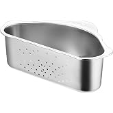 Triangle Sink Drainer Basket, Stainless Steel Sink Drain Strainer Basket, Suction Cup Triangular Filter Drain Basket Kitchen Sinks Corner for Filter Food Waste and Washing Fruit(COLOR:Silver)