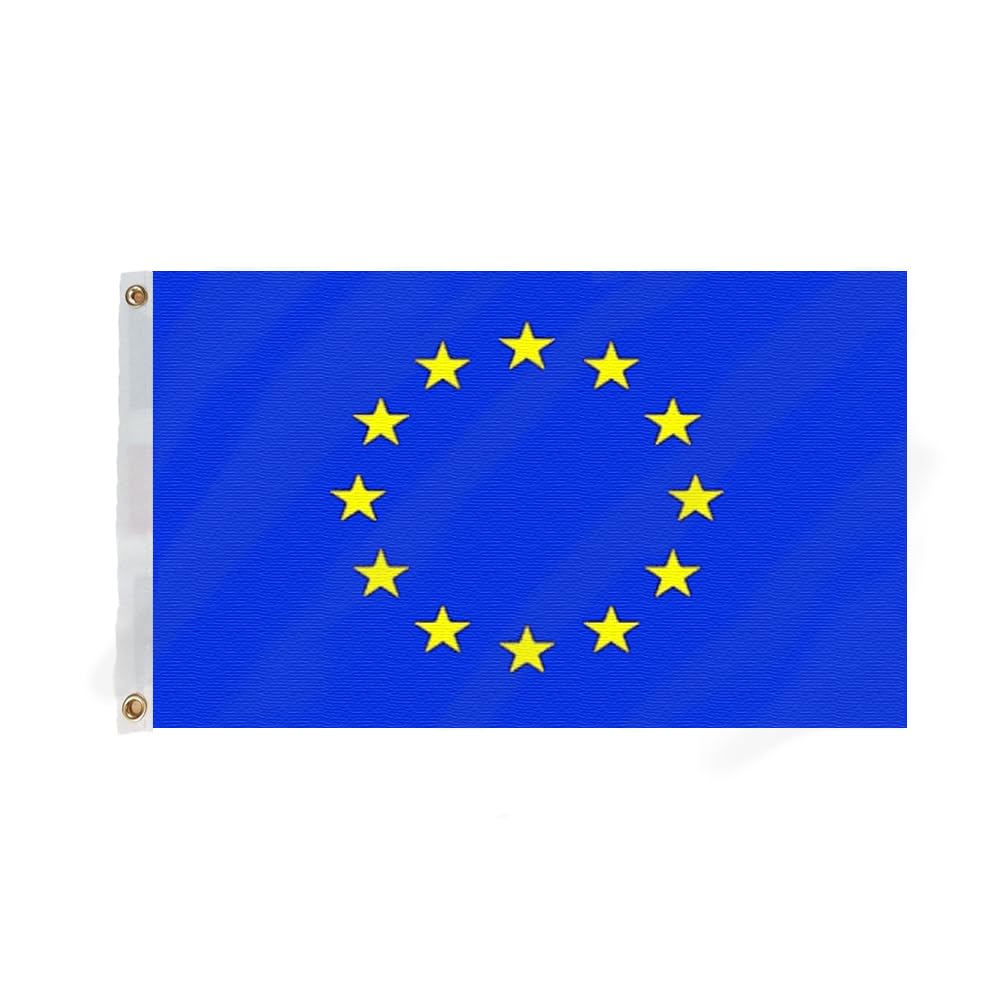 Flagmax European Union Flag 5ft x 3ft EU Flag with Eyelets Durable Polyester Banner for Indoor and Outdoor Display Offices Schools Events Celebrations and Official Use