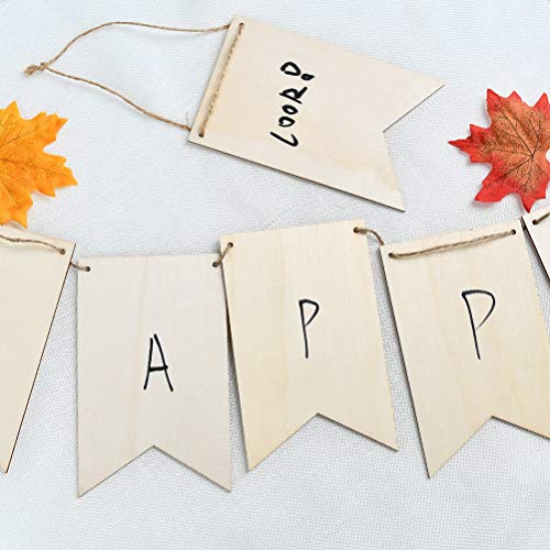 WOWOSS 48 Pack Unfinished Wood Banners, Rustic Decorative Wood Plaque, Hanging Wooden Signs with 48 Pcs 13.7" Jute Rope and 1 Roll 65.6 Ft Jute String for Shop Home Decor, DIY Craft Projects - Thumbnail 6