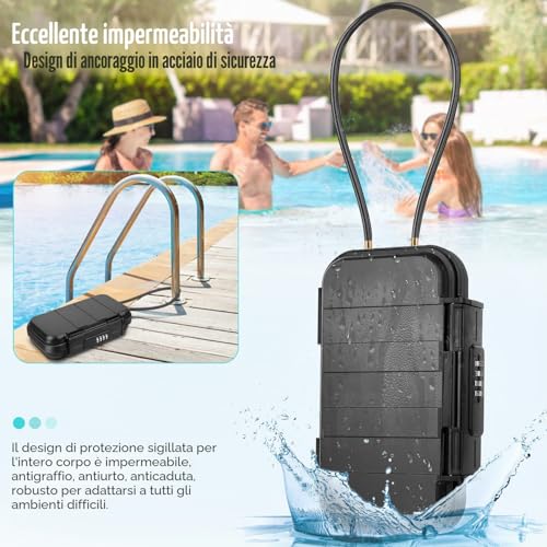 WACCET Portable Safe, Safe Safe Mini Travel Safe Safe Waterproof Anti-theft with Detachable Wire Rope, Safe for Home, Office, Hotel