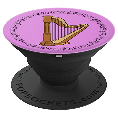 Harp Player Harpist Gift - Music Notes in Circle - Purple - PopSockets Grip and Stand for Phones and Tablets