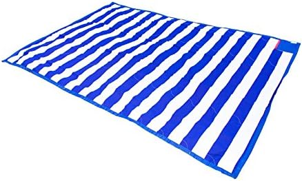 Cabana Blue Stripe Beach Blanket w/ Personalized Storage Tote Bag