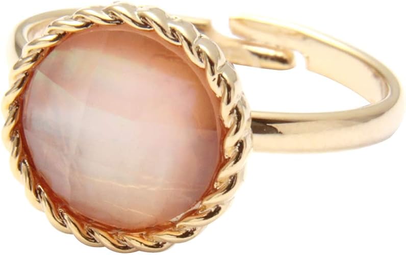 Amazon Cream Dot クリームドット リング 指輪 レディース 人気 リング フリーサイズ ファッションリング 大粒 カラービジュー 多面カット 大人 上品 ゴールド オレンジ フリーサイズ リング 通販