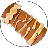 ILGANT Gold Bangle Bracelets for Women Gold Plated Chunky Cuff Bangle Bracelet Stackable Multi Layer Bangles Fashion Jewelry Set