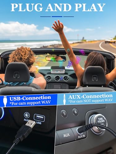External Universal CD Player for Car - Lehwey Portable Car CD Players with AUX Cable & Remote Control, Plugs into Cars USB Port, Laptop, TV, Mac, Computer, for Android 4.4 and Above Navigation