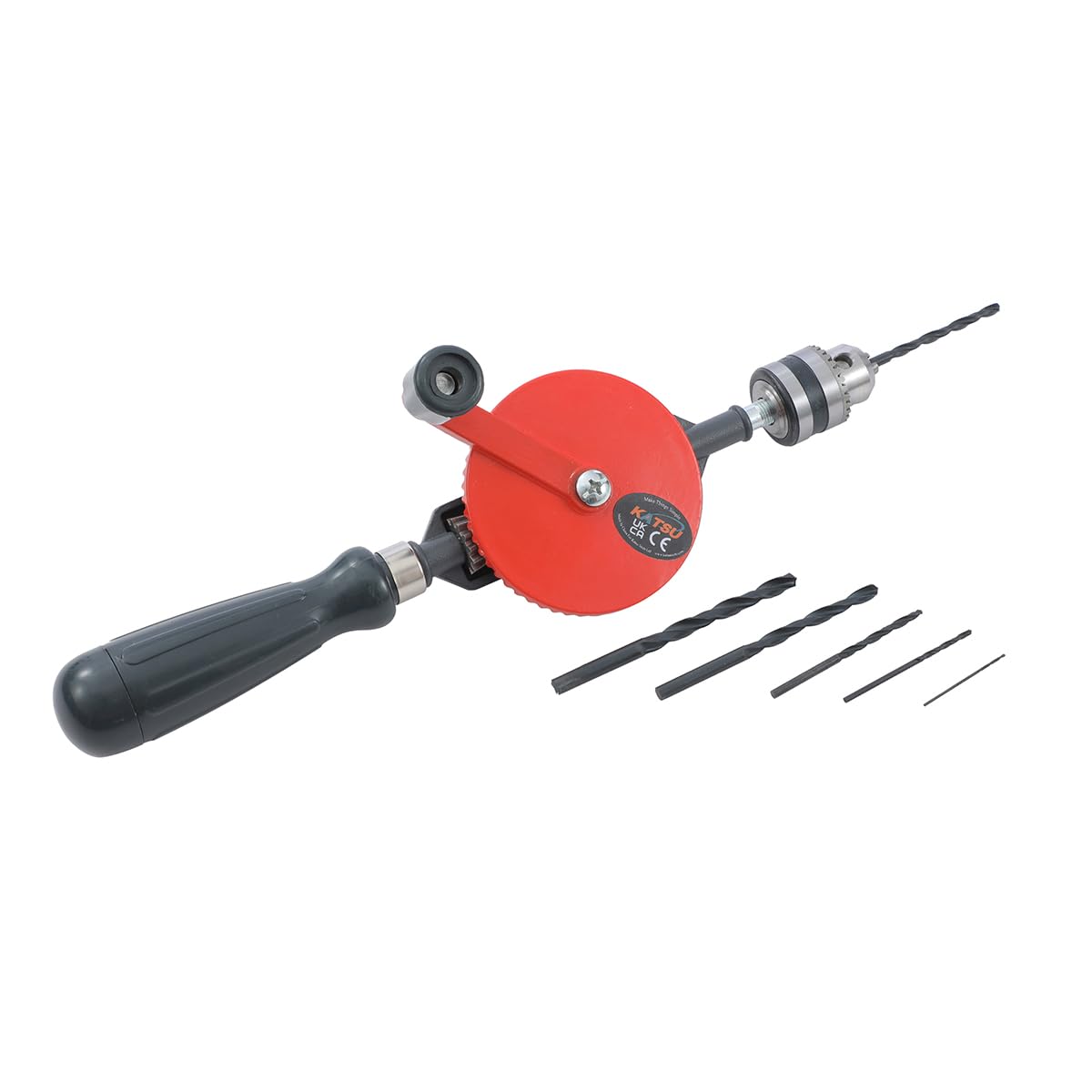 KATSU Hand Drill, 6mm Chuck 1/4 inch Capacity Precision Chuck Double Pinion Manual Drill for Wood Plastic Acrylic Circuit Board Punching 313013