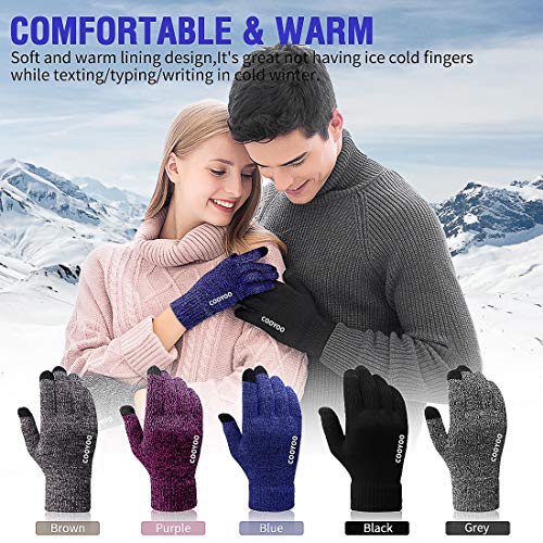 COOYOO Winter Gloves for Women and Men 1/2/3 Pairs,Touch Screen Gloves,Anti-Slip Silicone Gel- Thermal Soft Wool Lining