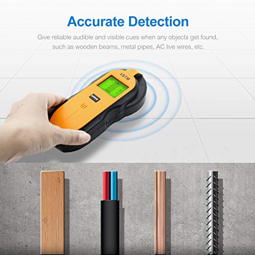 Stud Finder,VSTM 4 in 1 Multi Function Electronic Stud Sensor Wall Scanner Detector Center Finding with Digital LCD Display for Studs Wood Metal Live AC Wire Detection - Thumbnail 5