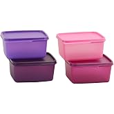 Tupperware Keep Tab Plastic Container Set, 500Ml, Set of 4, Multicolor (You may get any 4 colour)