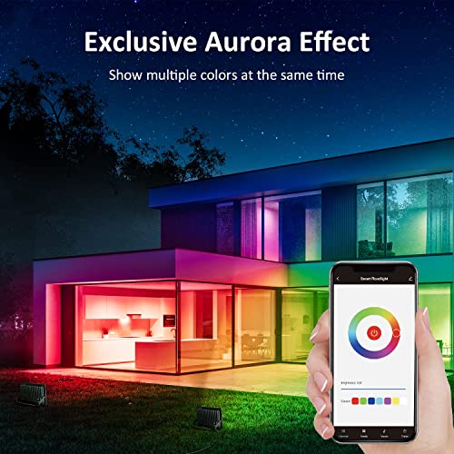 NOVOSTELLA 60W Smart Flood Light, AuroraLux RGB IC WiFi Outdoor LED