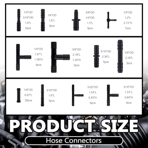 94PCS 5Ft Vacuum Hose Automotive Set,6 Sizes 3/8",5/16",1/4",3/16",5/32",1/8" Silicone Vacuum Lines Kit photo 9