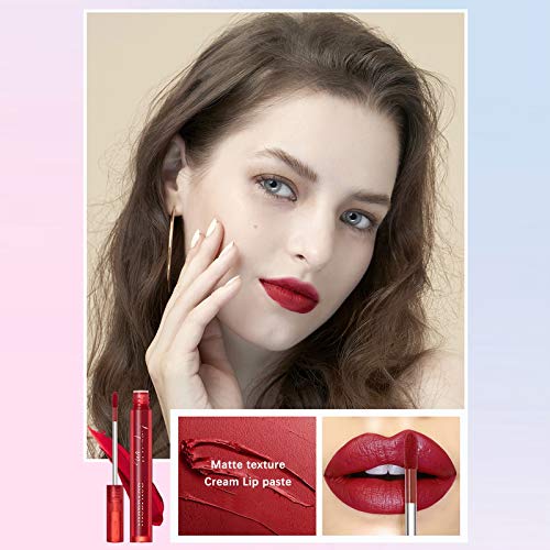 6pcs Matte Liquid Lipstick Waterproof Long-Lasting Lipstick Non-Sticky Formula,Gloss Kit Women Make Up Gift Set