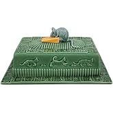 Bordallo Pinheiro Cheese Tray Mouse with Lid Pattern, Green/Natural